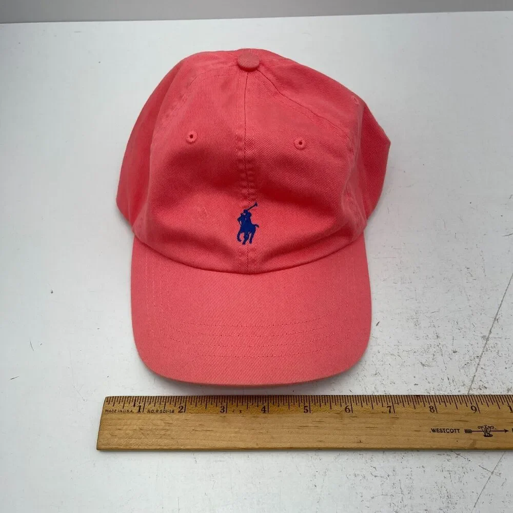VTG 90s POLO Ralph Lauren Red Dad Hat Strapback Blue Pony Logo Baseball Cap